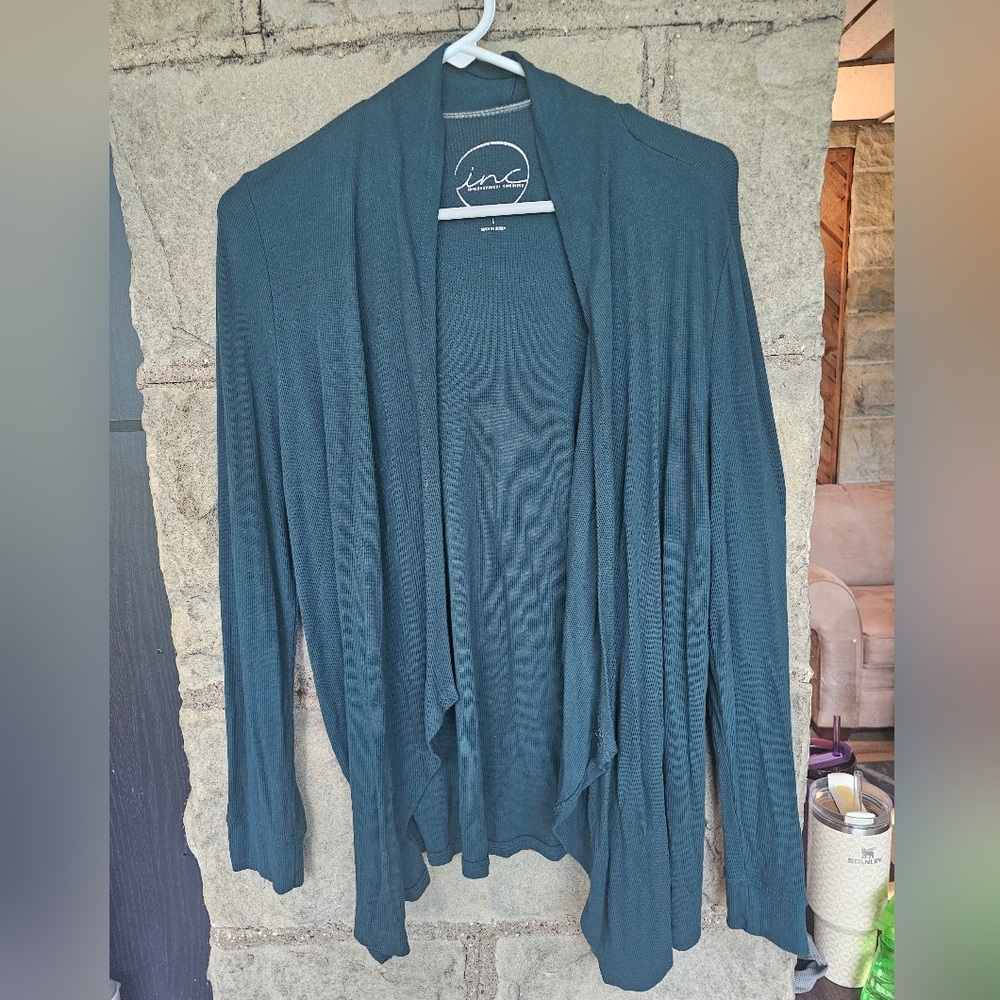 INC International Concepts Teal Open-Front Cardigan